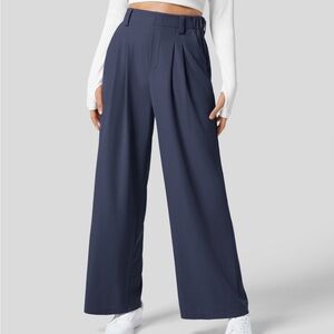 High Waisted Plicated Side Pocket Wide Leg Waffle Work Pants | Halara